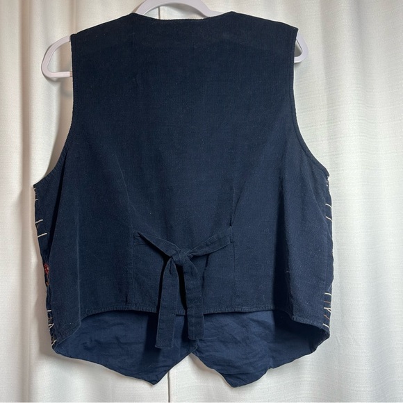 Y2K Vintage Embroidered Floral Vest M Bobbie Brooks Corduroy Embroidered Fall - Picture 6 of 8